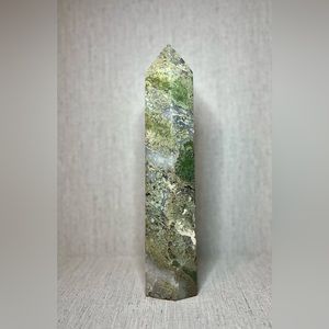 HUGE Water Moss Agate Obelisk Tower Crystal